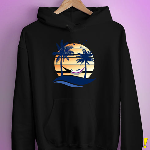 Demisexual Pride Hammock Summer Beach Sunset Hoodie - Black